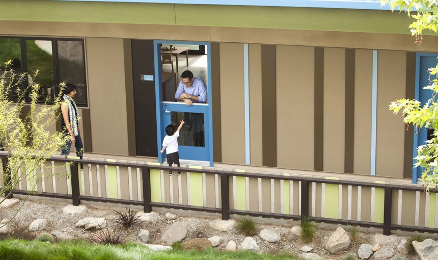 MATT construction Caltech Childcare Center exterior walkway classroom