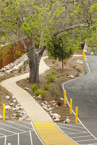 MATT construction Caltech Childcare Center exterior parking lot path